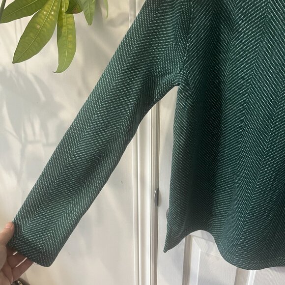 J. Crew Cowl Neck Pullover Turtleneck Sweater Green Herringbone Casual Warm Sm - Picture 6 of 9